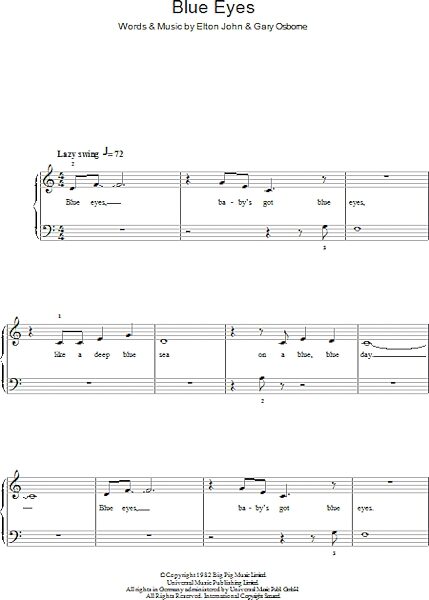 open zoom image for Blue Eyes - Easy Piano, New, Main