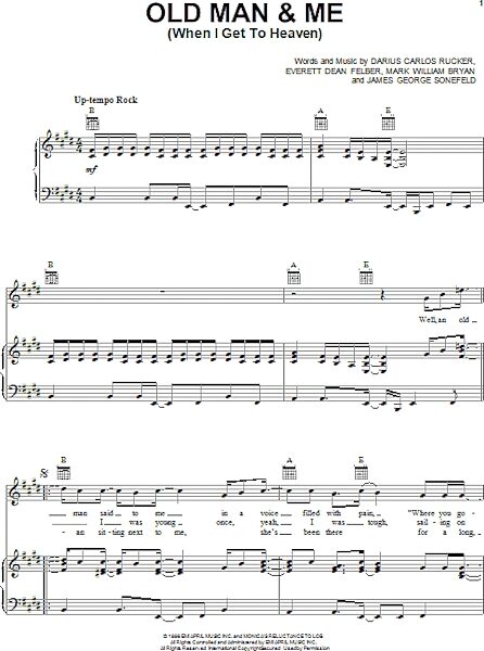 open zoom image for Old Man & Me (When I Get To Heaven) - Piano/Vocal/Guitar, New, Main