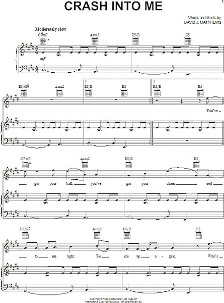 open zoom image for Crash Into Me - Piano/Vocal/Guitar, New, Main
