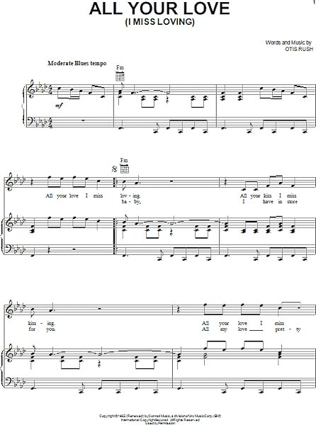 open zoom image for All Your Love (I Miss Loving) - Piano/Vocal/Guitar, New, Main