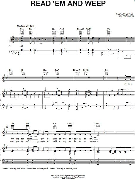 open zoom image for Read'em And Weep - Piano/Vocal/Guitar, New, Main