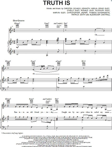 open zoom image for Truth Is - Piano/Vocal/Guitar, New, Main