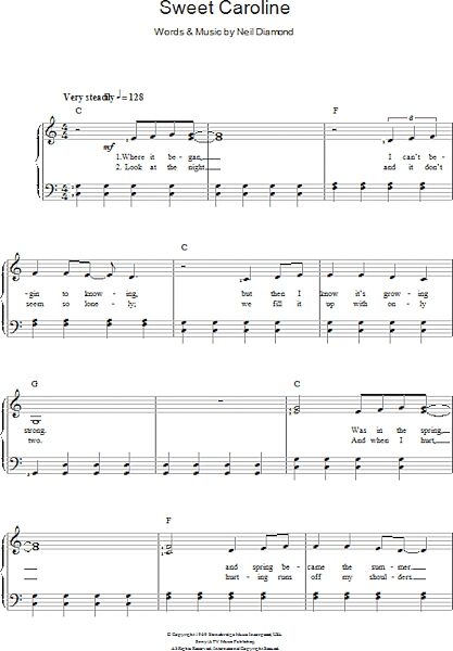 open zoom image for Sweet Caroline - Piano Vocal, New, Main