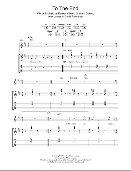 open zoom image for To The End - Guitar TAB, New, Main