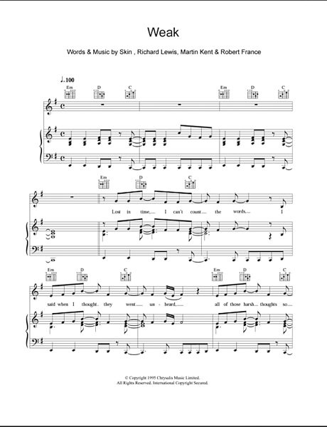 open zoom image for Weak - Piano/Vocal/Guitar, New, Main
