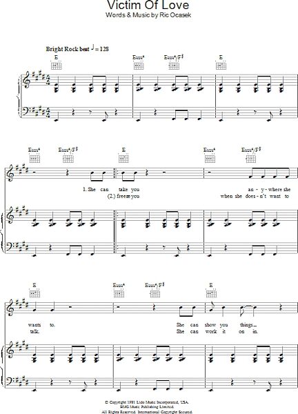 open zoom image for Victim Of Love - Piano/Vocal/Guitar, New, Main