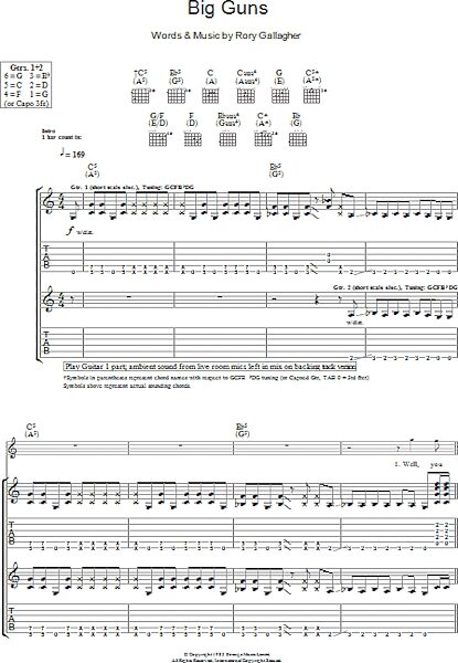 open zoom image for Big Guns - Guitar TAB, New, Main