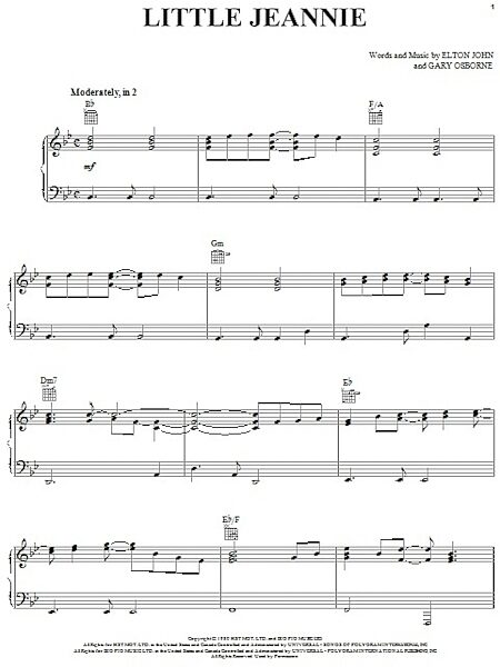 open zoom image for Little Jeannie - Piano/Vocal/Guitar, New, Main