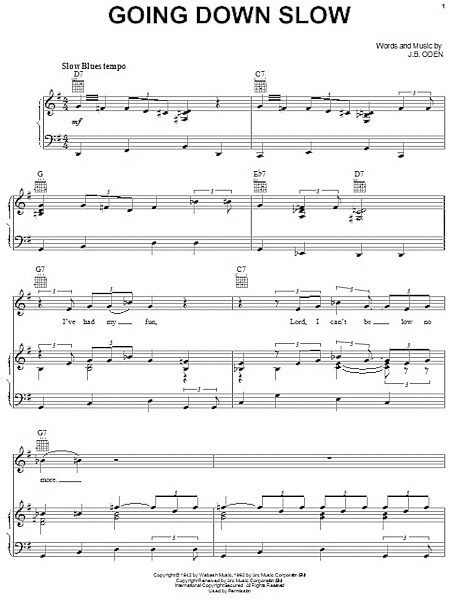 open zoom image for Going Down Slow - Piano/Vocal/Guitar, New, Main