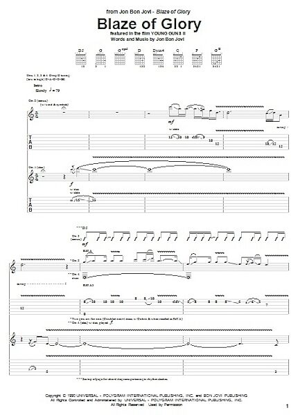 open zoom image for Blaze Of Glory - Guitar TAB, New, Main