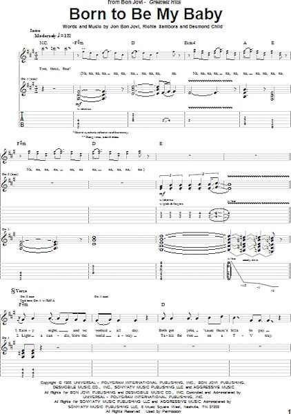open zoom image for Born To Be My Baby - Guitar TAB, New, Main