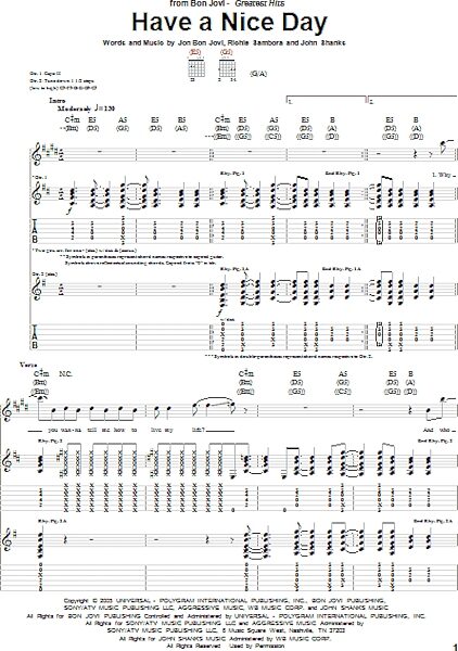 open zoom image for Have A Nice Day - Guitar TAB, New, Main