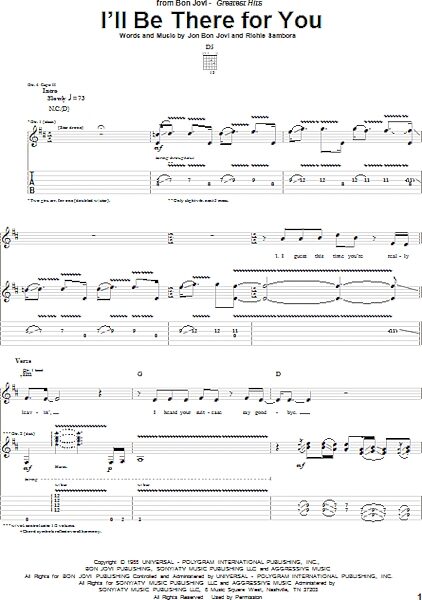 open zoom image for I'll Be There For You - Guitar TAB, New, Main