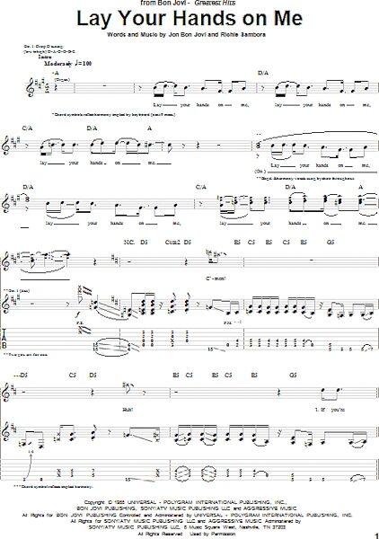 open zoom image for Lay Your Hands On Me - Guitar TAB, New, Main
