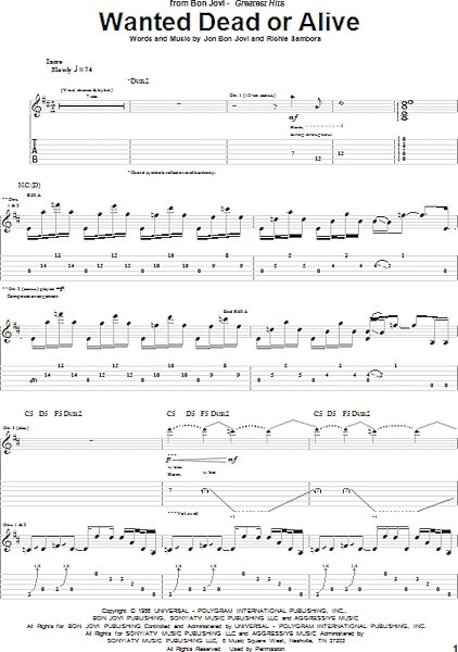 open zoom image for Wanted Dead Or Alive - Guitar TAB, New, Main