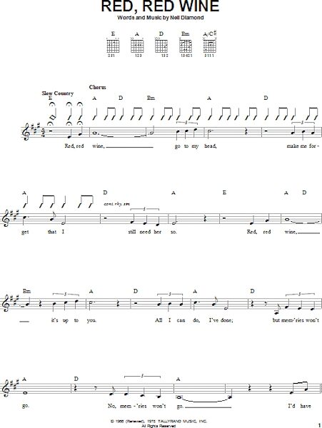 open zoom image for Red, Red Wine - Easy Guitar, New, Main