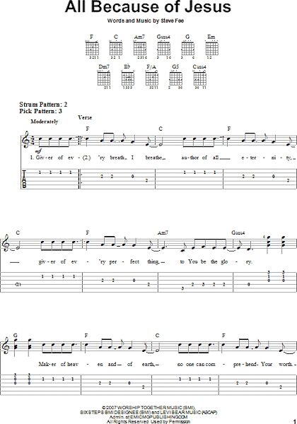 open zoom image for All Because Of Jesus - Easy Guitar with TAB, New, Main