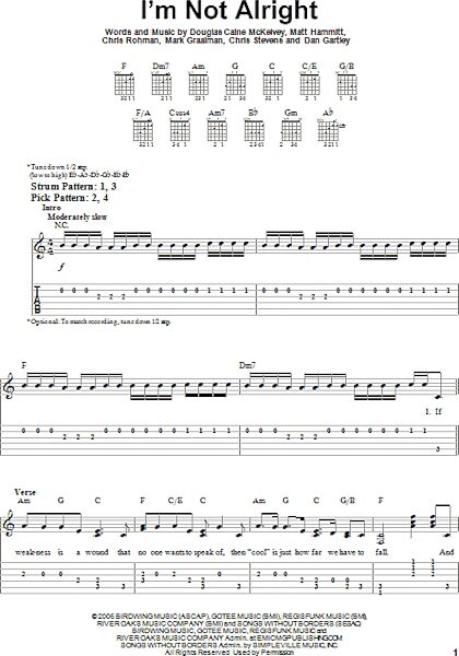 open zoom image for I'm Not Alright - Easy Guitar with TAB, New, Main