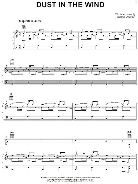 open zoom image for Dust In The Wind - Piano/Vocal/Guitar, New, Main