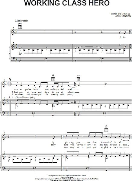 open zoom image for Working Class Hero - Piano/Vocal/Guitar, New, Main