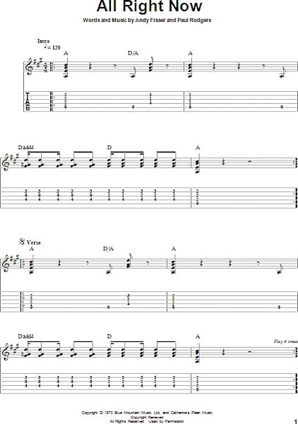 open zoom image for All Right Now - Solo Guitar, New, Main