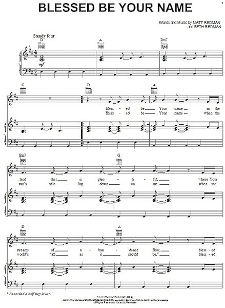 open zoom image for Blessed Be Your Name - Piano/Vocal/Guitar, New, Main
