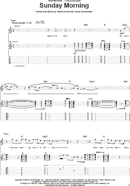 open zoom image for Sunday Morning - Guitar TAB, New, Main