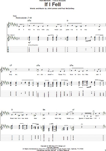 open zoom image for If I Fell - Guitar TAB, New, Main
