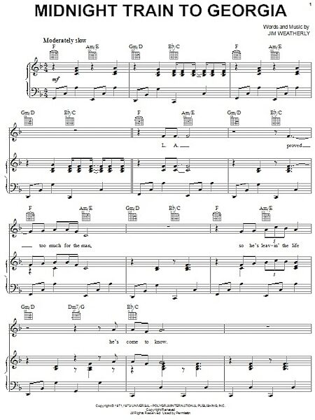 open zoom image for Midnight Train To Georgia - Piano/Vocal/Guitar, New, Main