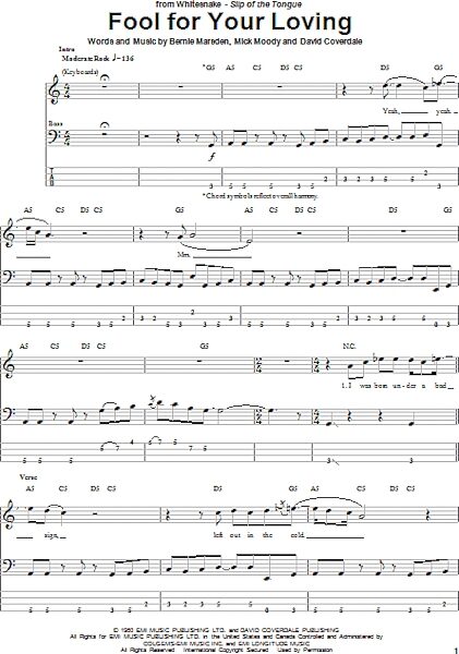 open zoom image for Fool For Your Loving - Bass Tab, New, Main
