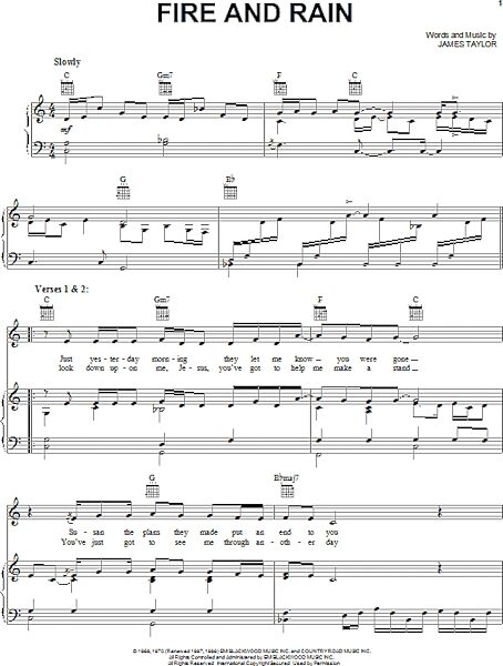 open zoom image for Fire And Rain - Piano/Vocal/Guitar, New, Main