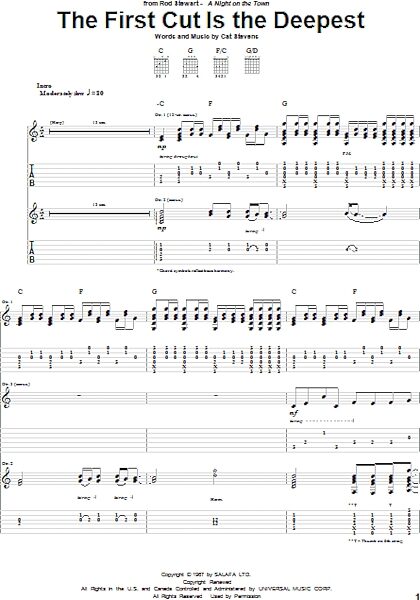 open zoom image for The First Cut Is The Deepest - Guitar TAB, New, Main