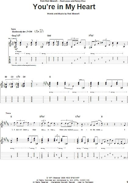 open zoom image for You're In My Heart - Guitar TAB, New, Main