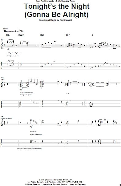 open zoom image for Tonight's The Night (Gonna Be Alright) - Guitar TAB, New, Main