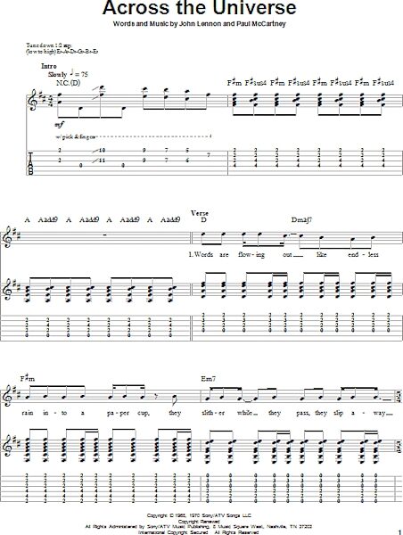 open zoom image for Across The Universe - Guitar Tab Play-Along, New, Main