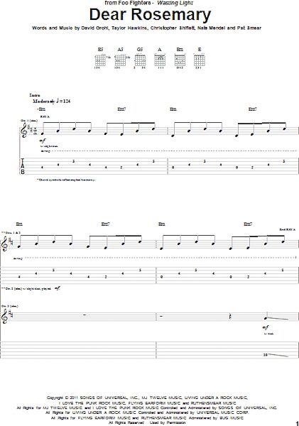 open zoom image for Dear Rosemary - Guitar TAB, New, Main