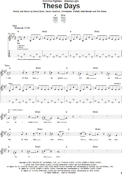 open zoom image for These Days - Guitar TAB, New, Main