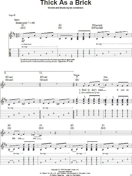 open zoom image for Thick As A Brick - Guitar Tab Play-Along, New, Main