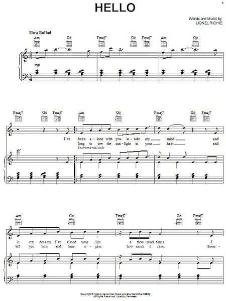 open zoom image for Hello - Piano/Vocal/Guitar, New, Main