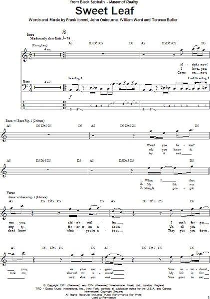 open zoom image for Sweet Leaf - Bass Tab, New, Main