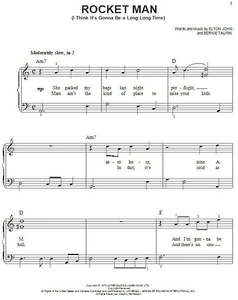 open zoom image for Rocket Man (I Think It's Gonna Be A Long Long Time) - Easy Piano, New, Main