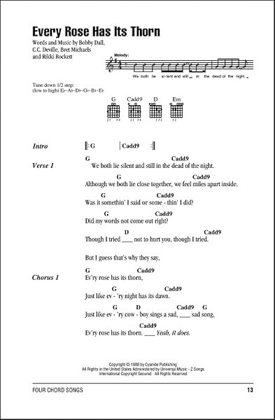 open zoom image for Every Rose Has Its Thorn - Guitar Chords/Lyrics, New, Main