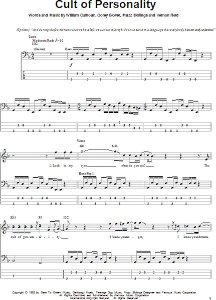 open zoom image for Cult Of Personality - Bass Tab, New, Main
