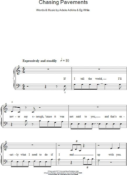 open zoom image for Chasing Pavements - Easy Piano, New, Main