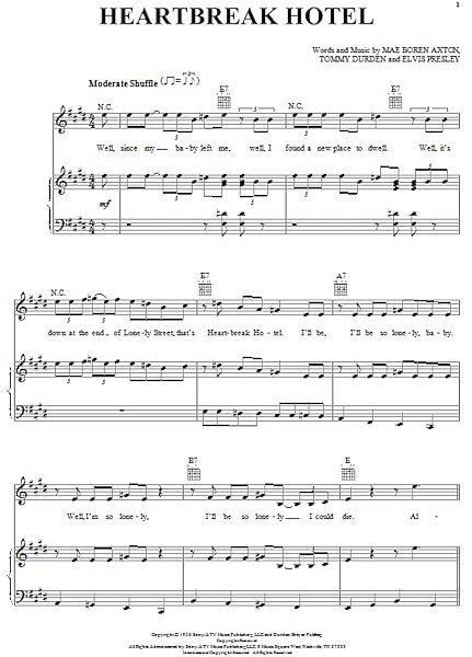open zoom image for Heartbreak Hotel - Piano/Vocal/Guitar, New, Main