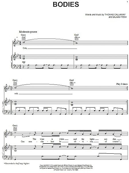 open zoom image for Bodies - Piano/Vocal/Guitar, New, Main