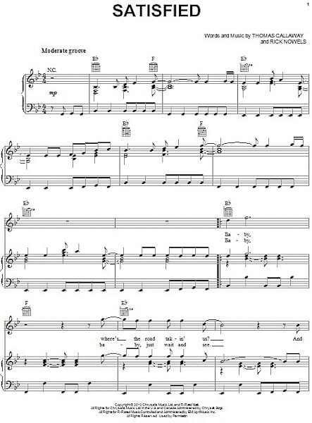 open zoom image for Satisfied - Piano/Vocal/Guitar, New, Main