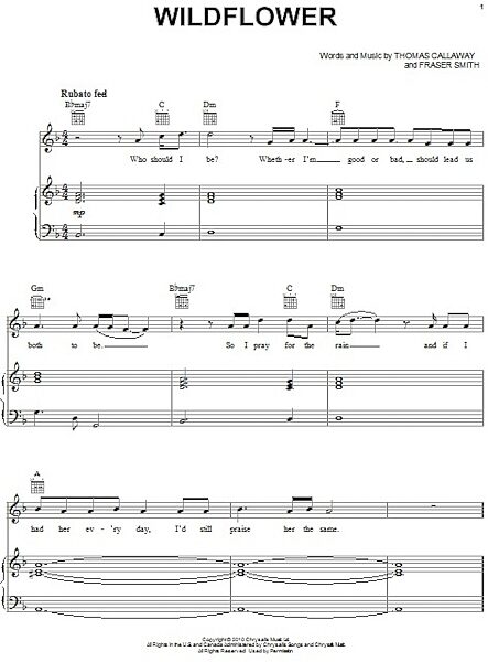 open zoom image for Wildflower - Piano/Vocal/Guitar, New, Main