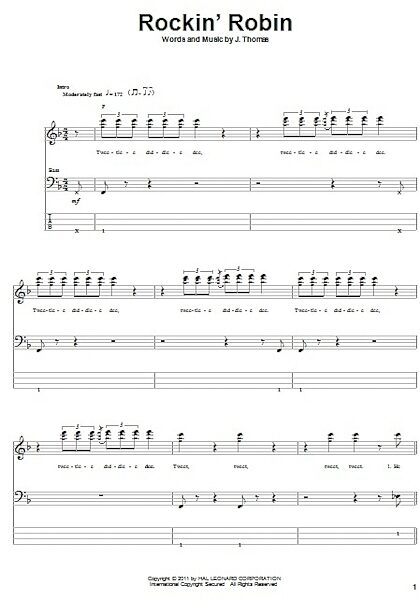open zoom image for Rockin' Robin - Bass Tab, New, Main