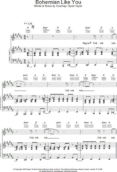 open zoom image for Bohemian Like You - Piano/Vocal/Guitar, New, Main